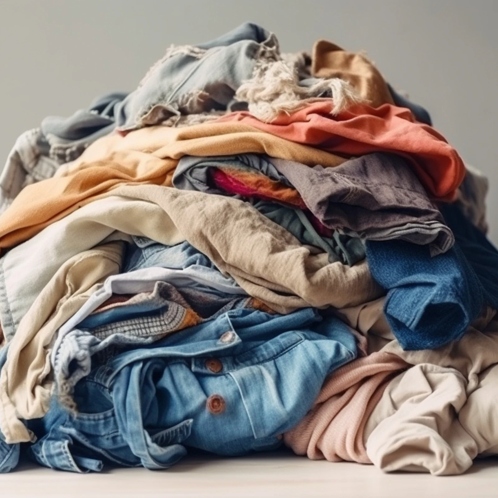 Old clothes the concept of fabric recycling created by a neural network Generative AI technology